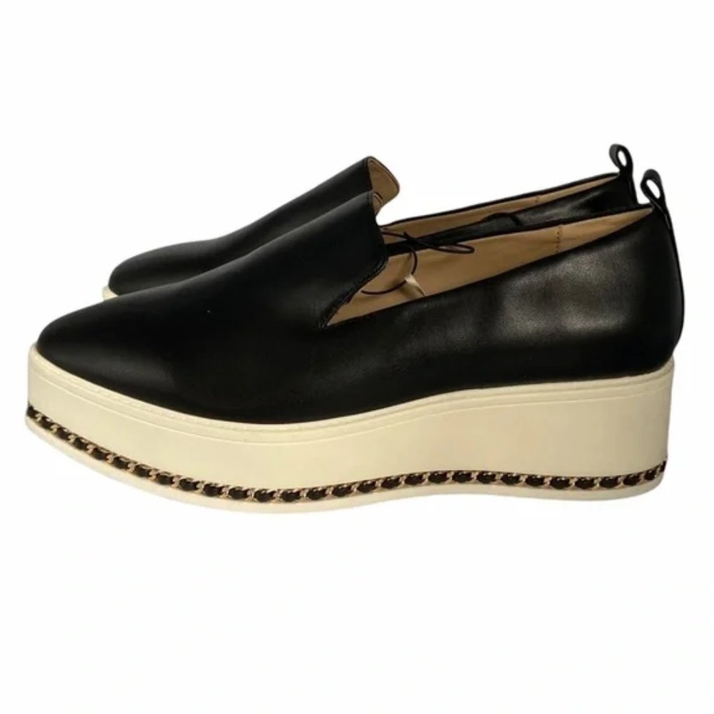 KARL LAGERFELD PARIS Brea Slip-On Platform Flatform Sneakers Black Leather